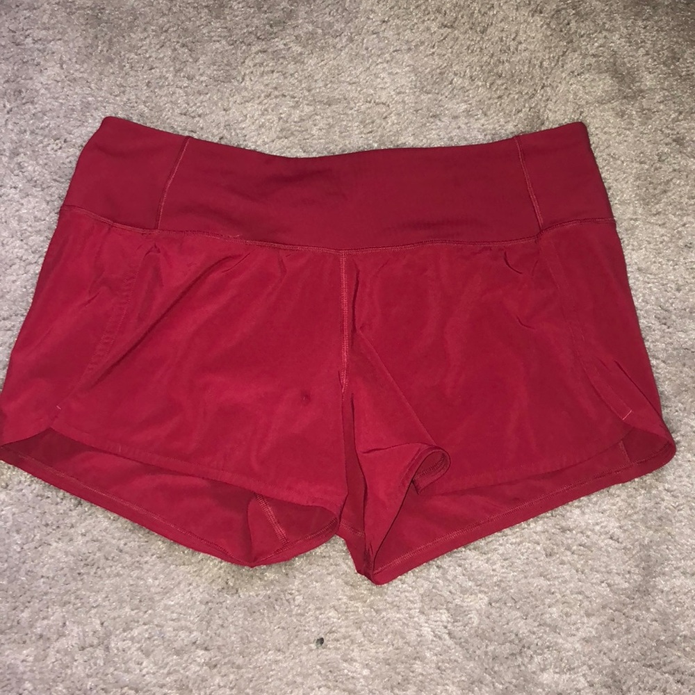 Red lululemon speed shorts size 8